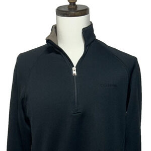Columbia Sweater Mens Medium Black 1/4 Zip Pullover Fleece Lined Mock Neck